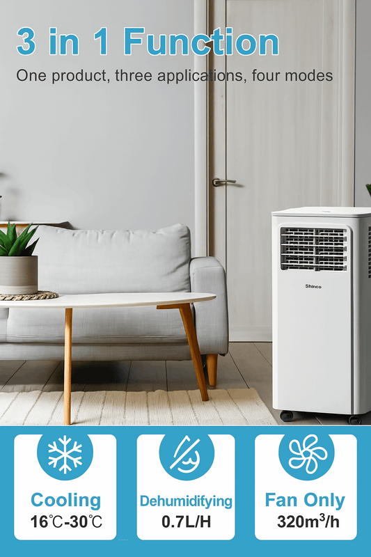 7000 BTU Mobile Air Conditioner (2.05 kW), Cooling & Ventilating & Dehumidifying