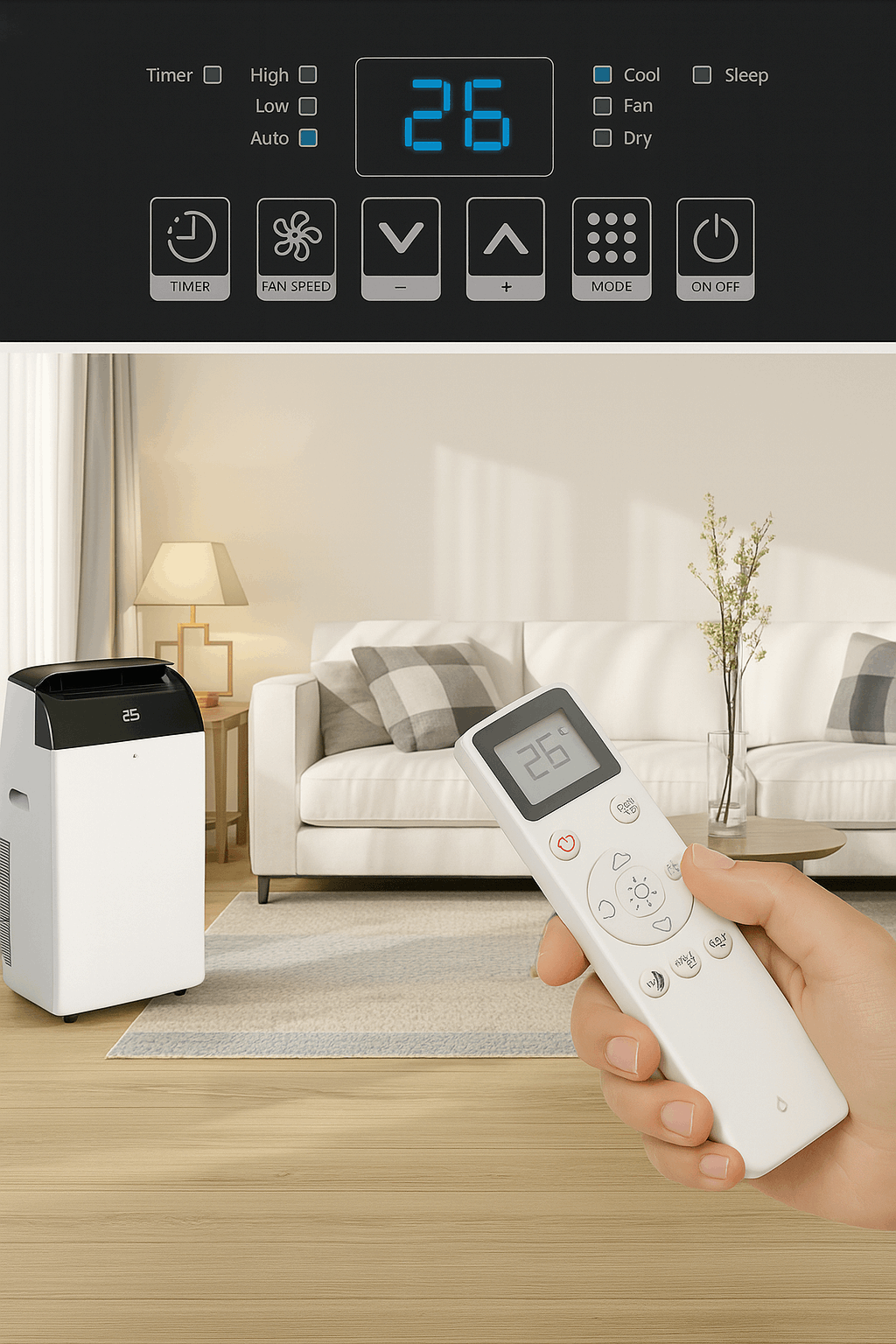 Pro 12,000 BTU Portable 4-in-1 AC with Heating & Dehumidifier